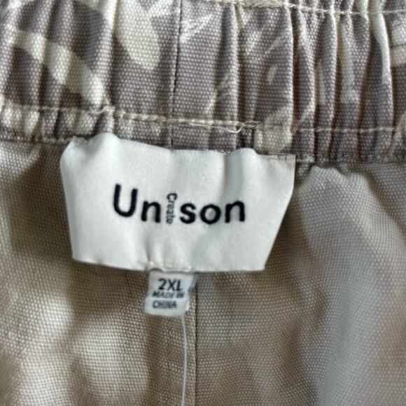 Create Unison Drawstring 6in Shorts Palm Leaf Gray men’s size 2XL - Picture 5 of 6